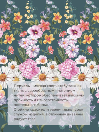 Комплект постельного белья 2-спальный с Евро простыней, перкаль (Василиса)