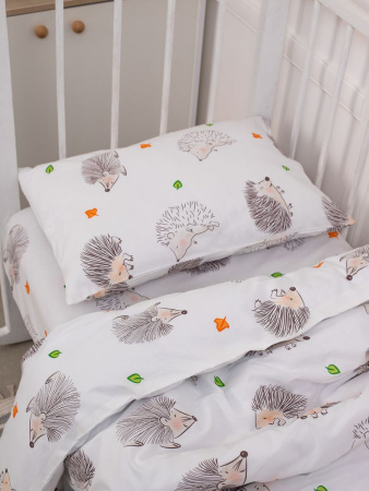 Наволочка 40*60 см, перкаль, детская расцветка (Ёжики)