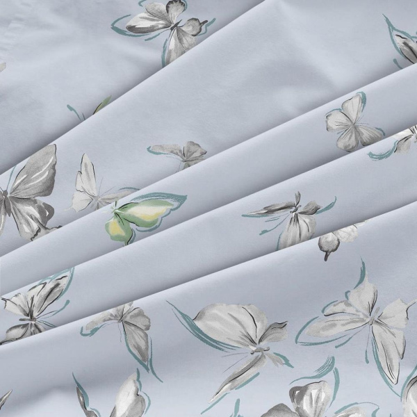 Простыня на резинке 120*200 см, перкаль, борт 25 см (Астерия, сине-голубой)