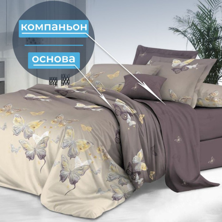 Простыня на резинке 120*200 см, сатин "Престиж", борт 25 см (Прекрасные бабочки (компаньон))