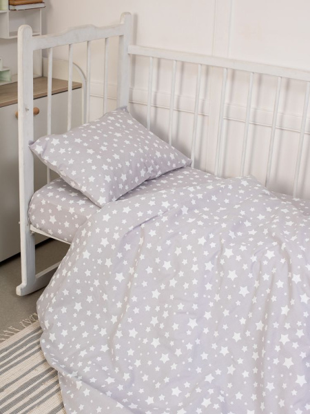 Комплект постельного белья в детскую кроватку, перкаль (Звёзды)