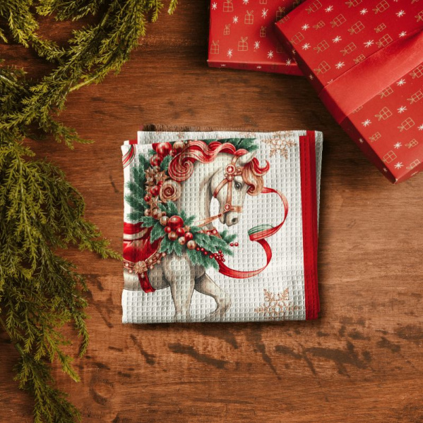 Полотенце 50*60 см вафельное (Сказочный конь)