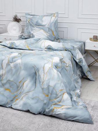 Комплект постельного белья 1,5-спальный, перкаль (Мраморный узор, серый)