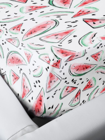 Простыня на резинке 080*160 см, перкаль, детская расцветка (Арбузики)