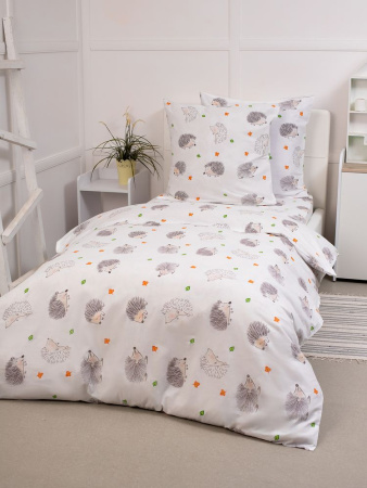 Простыня 1,5-спальная, перкаль, детская расцветка (Ёжики)