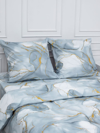 Комплект постельного белья 1,5-спальный, перкаль (Мраморный узор, серый)