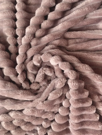 Плед 175*210 см, Велсофт - жаккард, Нежность (Пудра-страйп)