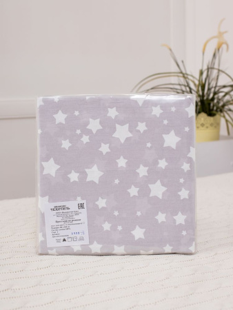 Простыня на резинке 080*160 см, перкаль, детская расцветка (Звёзды)