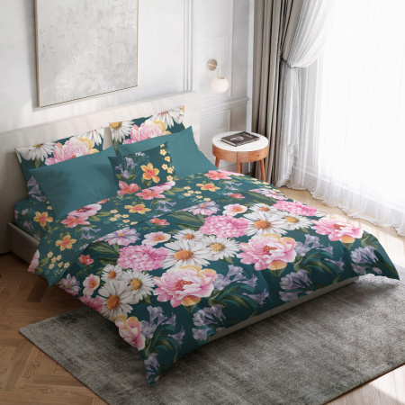 Комплект постельного белья 2-спальный с Евро простыней, перкаль (Василиса)