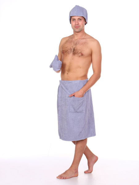 Комплект для сауны мужской,100% хлопок (Светло-серый)