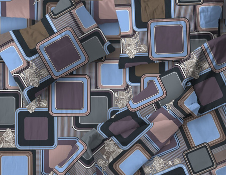 Комплект постельного белья 1,5-спальный, бязь "Комфорт" (Лабиринт, василек)