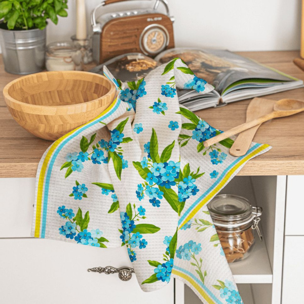 Полотенце 50*70 вафельное (Незабудки)