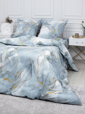 Комплект постельного белья 1,5-спальный, перкаль (Мраморный узор, серый)