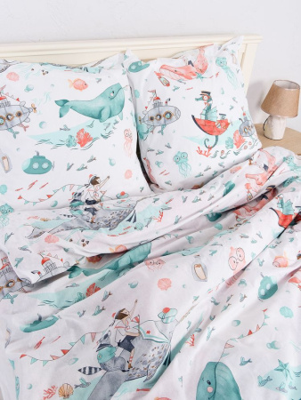 Наволочка 50*70 см, перкаль, детская расцветка (Морячок)
