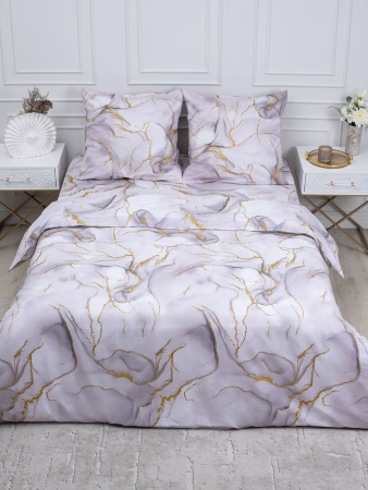 Простыня 2-спальная, перкаль (Мраморный узор, сиреневый)