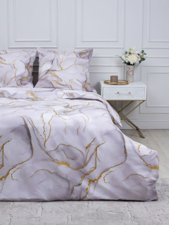 Простыня 2-спальная, перкаль (Мраморный узор, сиреневый)