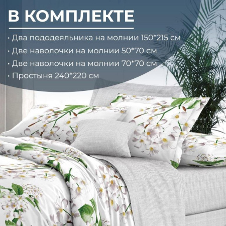 Комплект постельного белья Семейный, сатин "Престиж" (Сиеста)