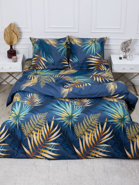 Комплект постельного белья 1,5-спальный, перкаль (Мира, синий)