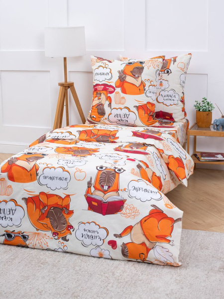Комплект постельного белья 1,5-спальный, бязь "Комфорт", детская расцветка (Капибара)