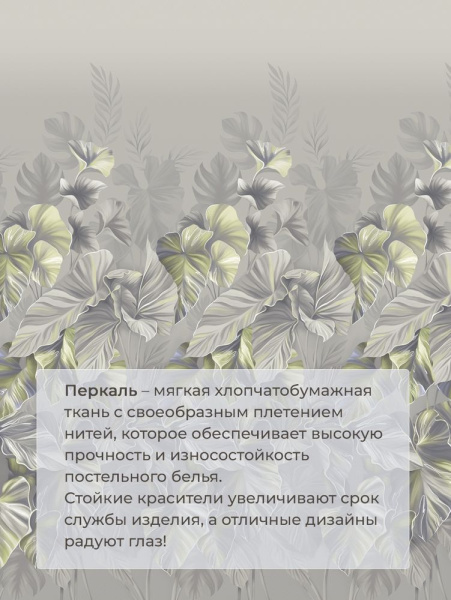 Комплект постельного белья 1,5-спальный, перкаль (Лаймовый свет)