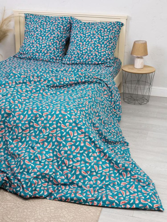 Наволочка 60*60 см, перкаль, детская расцветка (Арбузики, бирюзовый)