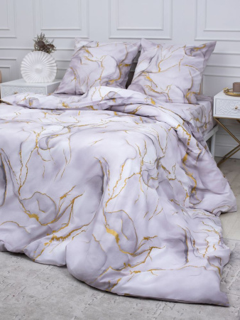Простыня 2-спальная, перкаль (Мраморный узор, сиреневый)