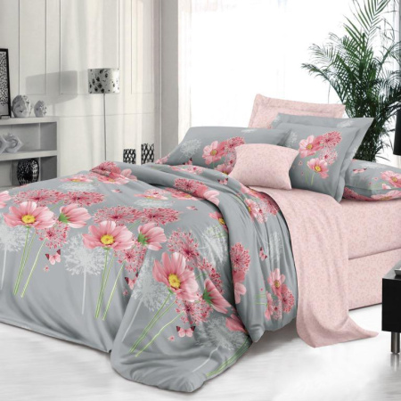 Комплект постельного белья 1,5-спальный, на молнии, поплин (Амадора)