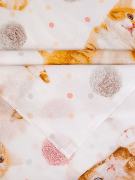 Простыня 1,5-спальная, перкаль, детская расцветка (Рыжие котята)