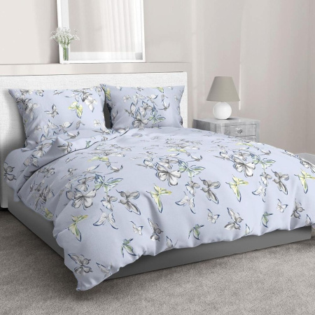 Простыня 1,5-спальная, перкаль (Астерия, сине-голубой)