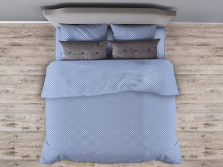 Простыня на резинке 160*200 см, бязь "Комфорт", борт 25 см (Виши, голубой)