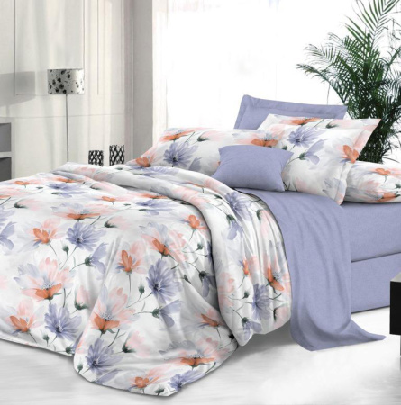 Простыня на резинке 200*200 см, сатин "Престиж", борт 25 см (Цветочная фантазия (компаньон))