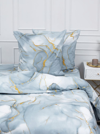 Комплект постельного белья 1,5-спальный, перкаль (Мраморный узор, серый)