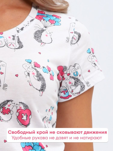 Сорочка ночная женская,мод. 450,трикотаж (Милые ежи)