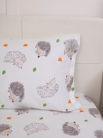 Наволочка 50*70 см, перкаль, детская расцветка (Ёжики)