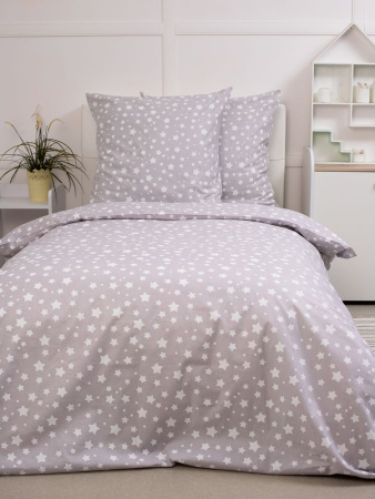 Простыня на резинке 080*160 см, перкаль, детская расцветка (Звёзды)