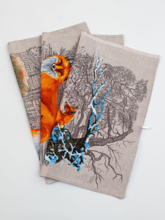 Комплект полотенец 48*60 см, 3 шт., рогожка (Лисы)