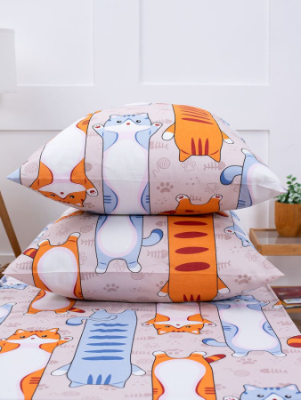 Простыня 1,5-спальная, бязь "Комфорт", детская расцветка (Кот батон)