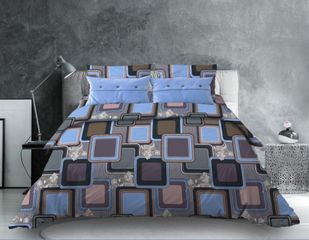 Комплект постельного белья 1,5-спальный, бязь "Комфорт" (Лабиринт, василек)